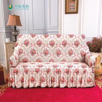 【格藍傢飾】香榭玫瑰裙襬沙發套-二人座(2色可選)-型錄