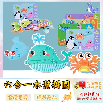 拼圖 鐵盒拼圖 木製拼圖 拼圖配對 6IN1拼圖 大塊拼圖 益智拼圖 早教 🔥台灣現貨🔥 😽198玩具城😽 W969