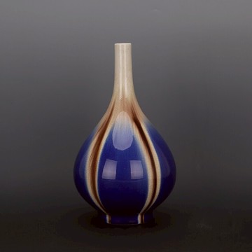 景德鎮窯變顏色釉點彩藍釉漸變膽瓶 家居軟裝客廳軟裝收藏擺件