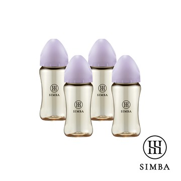 小獅王辛巴 蘊蜜鉑金PPSU寬口防脹氣奶瓶4支組270ml(紫芙)-全齡適用