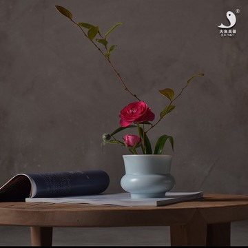花盤陶瓷花器小號水洗景德鎮功夫茶具茶道配件花插盆裝飾創意筆筒1入