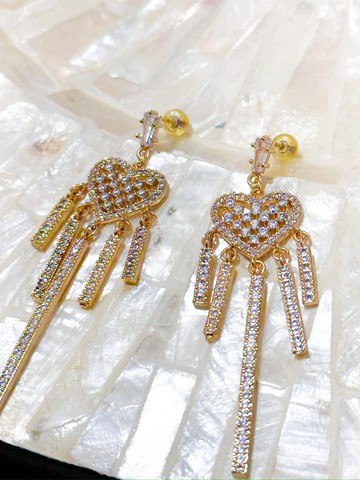 輕奢首飾系列——網住愛情・鍍18k金滿鑽耳環