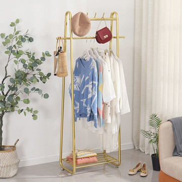 開立發票 衣帽架 掛衣架 衣帽架北歐輕奢創意鐵藝雙層落地式多功能收納掛衣架掛包帽承重好 快速出貨