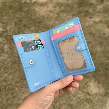 十字紋牛皮系列  直式錢包 4卡1相款式 男女適用 自由配色加刻字