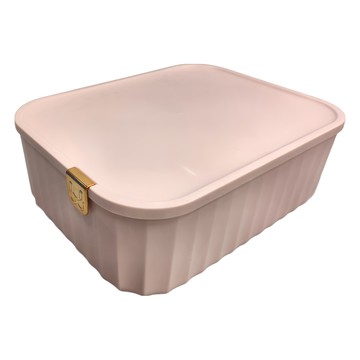 mega收納 創意輕奢分隔帶蓋收納盒  粉色無格  23 x 30 x 8cm  粉色無格 粉色  1組