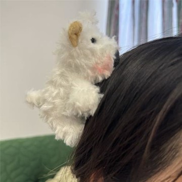 楊冪同款小狗發夾可愛卡通毛絨西高地頂夾側邊夾發卡發飾頭飾新款