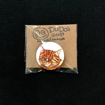 手繪插畫小胸章小徽章別針 | 虎斑貓 黃貓