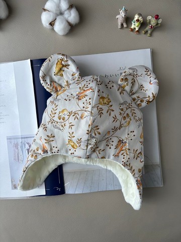 寶寶保暖遮耳帽  森林童話故事動物們  彌月禮 寶寶熊耳帽