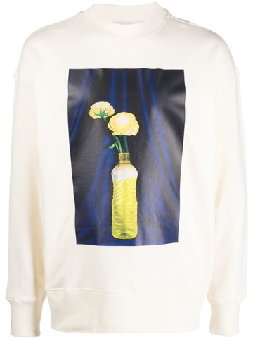 MSGM - graphic-print organic-cotton sweatshirt - unisex - Organic Cotton - S - Neutrals