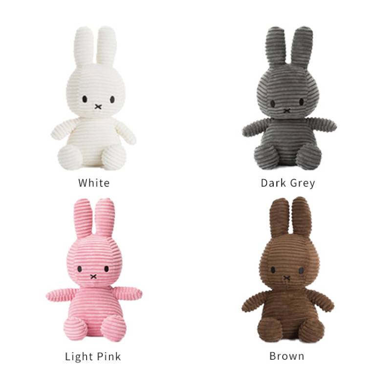 Miffy Corduroy 23cm ぬいぐるみ ホワイト ダークグレー ライトピンク ...