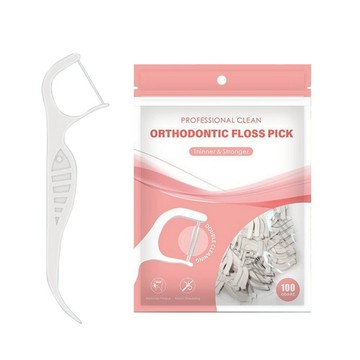 【牙齒寶寶】ORTHODONTIC FLOSS PICK 矯正專用牙線棒100支/袋裝 矯正牙線棒