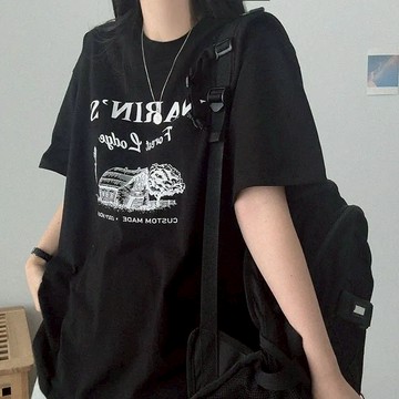 Vuja de 純棉 t恤 短袖上衣女 英文印花 T恤 韓國上衣 oversize T恤 寬鬆上衣 ins風 潮流衣服