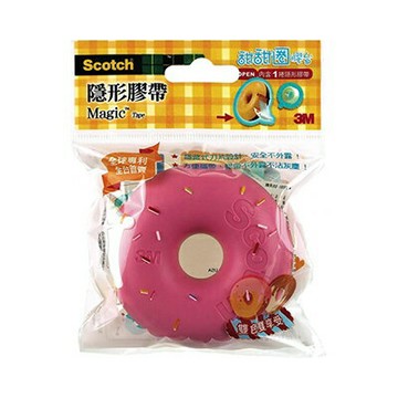 【文具通】3M Scotch 隱形 膠帶 附台 甜甜圈 810DD-7 草莓色 E1040040【APP滿額下單4%點數(單一帳號最高1000點)】7/31止