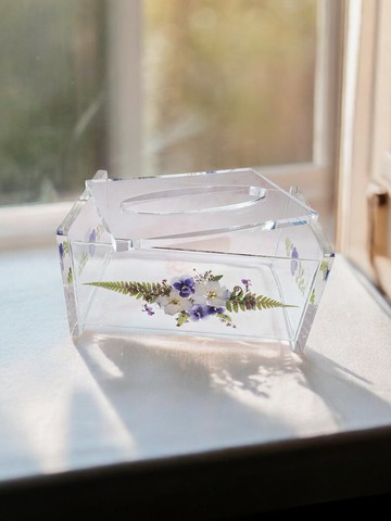 幸福手作押花面紙盒 | 壓克力沉蓋式面紙盒