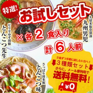 本場九州とんこつラーメン3種6人前 詰め合せ ご当地の味を食べ比べ とんこつ味 九州男児 豚骨先生 九州細麺 お取り寄せ 通販 グルメ