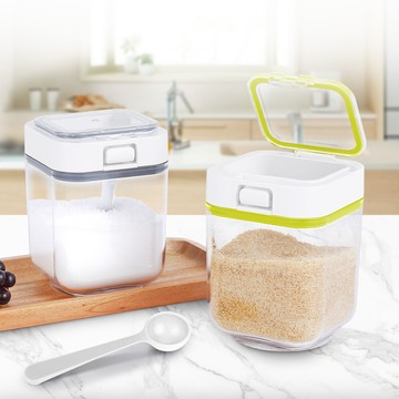 felli按壓密封調味罐附匙二入組(450mlx2)