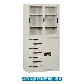 書櫃 公文櫃 KG-88 拉玻+ KT-88-7D 邊七抽（商品如圖示櫃上+下半部份）/組【APP滿額下單10%點數(單一帳號最高1500點)】8/31止