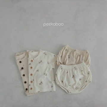 Peekaboo 椰子樹棉麻寶寶套裝｜嬰兒上衣 嬰兒套裝 寶寶短褲 寶寶衣服 嬰兒衣服 韓國童裝