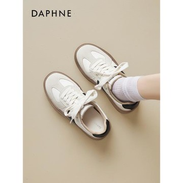 達芙妮復古板鞋女款2025春季新款百搭全白休閑鞋增高厚底小白鞋女