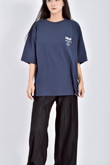 (M) markgonzales韓牌棉質純棉品牌印花深藍色短袖上衣