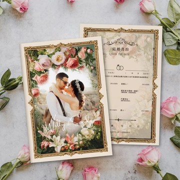 客製【婚紗照片款】結婚證書夾(含書約)  登記-神秘復古花園