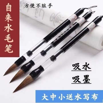 ⚡臺灣出貨⚡書法毛筆吸水筆桿裝水軟筆吸墨三年級自來水大白雲兼毫狼毫筆抽墨