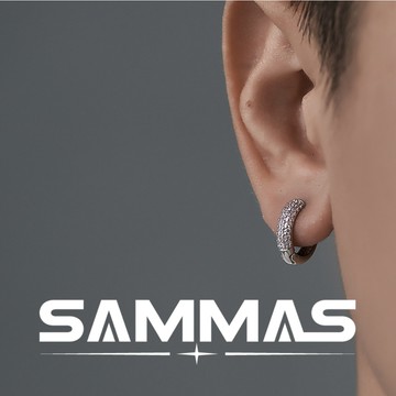 SAMMAS 痞帥耳環 鑲鑽 鋯石 耳釘 男生耳環 女生耳環 耳飾 金色銀色雙色 輕奢 耳扣 高級感 個性耳環 造型耳環