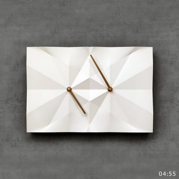 HOMER | 水泥摺紙時鐘 Origami Clock 白色/鑽石切面/啞光