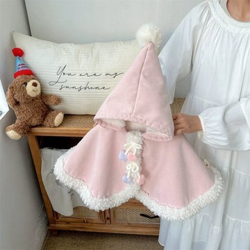 Mini baby🌷嬰兒連帽加絨披風斗篷嬰幼兒衣服秋冬裝公主寶寶冬季披肩外套