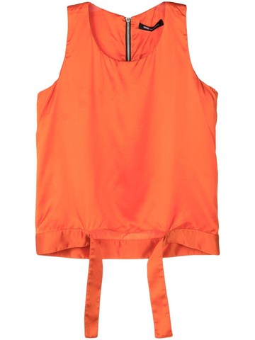 Uma | Raquel Davidowicz - tie-fastened round neck vest - women - Viscose/Silk - 38 - Orange