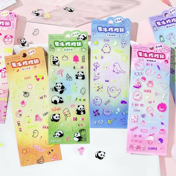 [Hare.D]可愛動物螢光貼紙 熊貓 狗 貓咪 小鳥 兔子 綿羊 獎勵貼紙  紀錄貼紙 標記貼紙 標籤貼 手帳貼