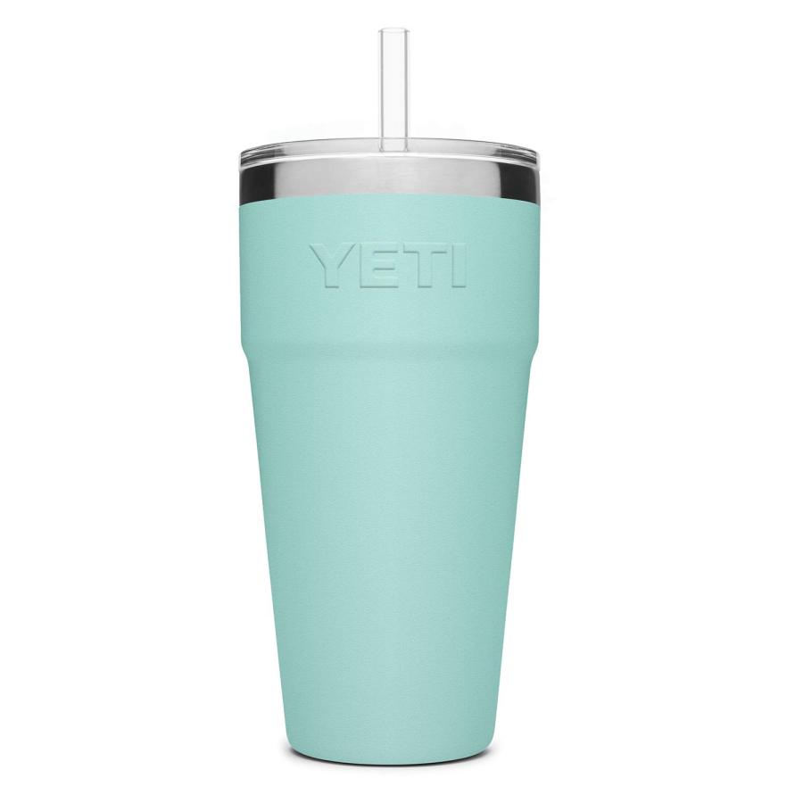 YETI Rambler 26オンス ストローカップ ストロー蓋付き 真空断熱 ステンレス製、シーフォーム