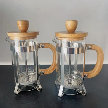 🔥好貨優選🔥咖啡壺家用法式濾壓壺玻璃沖茶器手壓過濾杯沖泡冷萃壺竹木法壓壺