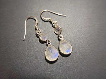 天然 月光石 特殊切割 纏繞工藝 手工製 925純銀