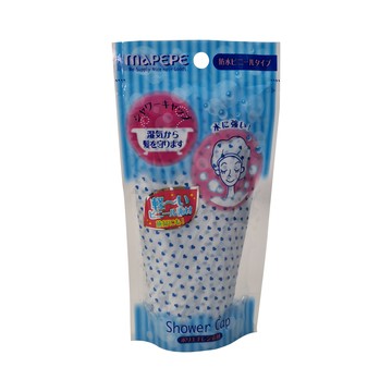 MAPEPE 舒適輕薄浴帽 特殊防水層 邊緣加寬設計 彈性鬆緊帶  藍心-857245  1個