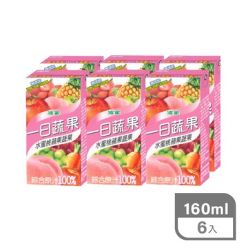 一日蔬果100% 160ml*6入-水蜜桃蘋果(包裝隨機出貨)