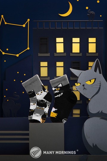 百變黑貓 - 小童不對稱襪子 鴛鴦襪 香港獨家販售