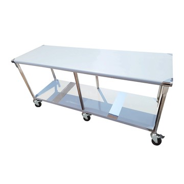 【Abis】客製商品-豪華升級版60X180CM二層圓角304不鏽鋼桌-附煞車輪/料理桌/工作台/流理台(2尺x6尺)