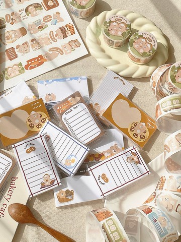 奶油鼠野餐旅行拼貼小卡/手帳佈置/雙面小卡/共4款