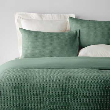 HOLA 和樂家居 艾禮思 300織華夫格純棉被套 單人 1kg  210 x 150 x 0.1cm  青瓷綠