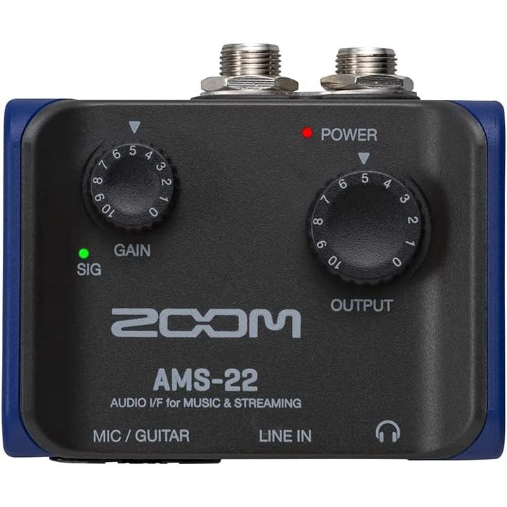 Zoom AMS-22 Audio Interface, XLR TRS input, Stereo Line Input, Outputs, Loopback, Direct Monitoring, Bus-Powered, for Recordin