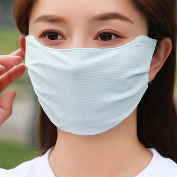 防塵防紫外線冰絲防曬口罩女夏季薄款透氣顯臉小護眼角潮流抗uv口罩 機車口罩 透氣防曬口罩 遮臉面罩