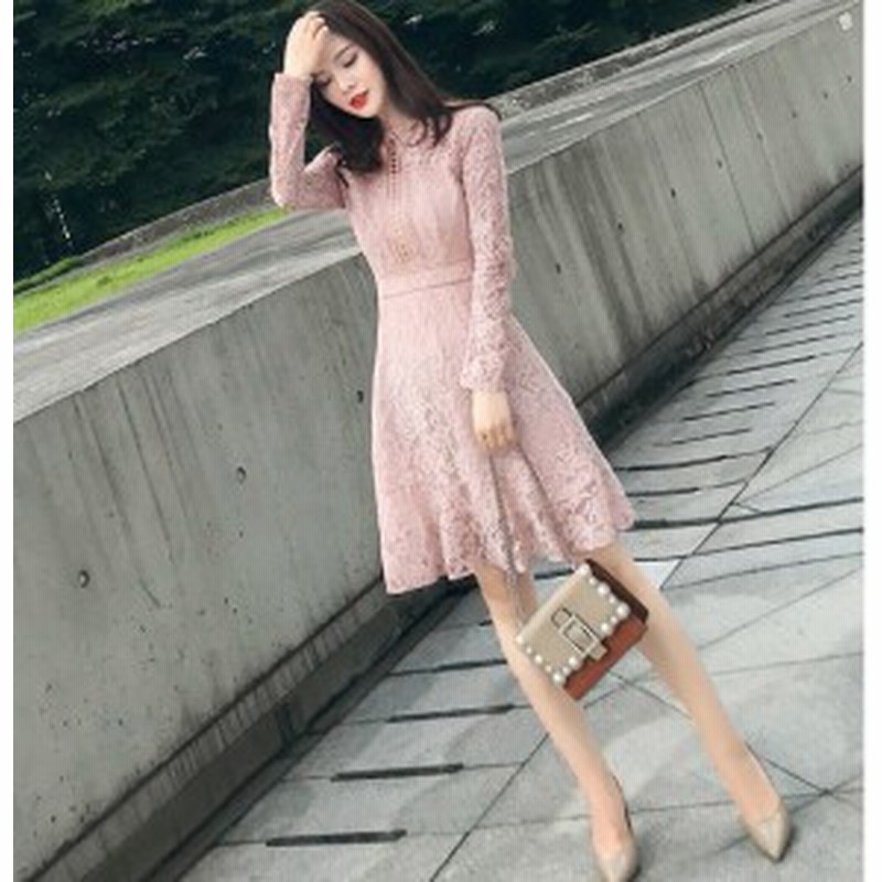 ピンク レースのフェミニンなワンピース レディース ハイウエスト 花柄 大人 トレンド B 386 通販 Lineポイント最大1 0 Get Lineショッピング