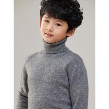 100%兒童高翻領保暖上衣羊絨衫