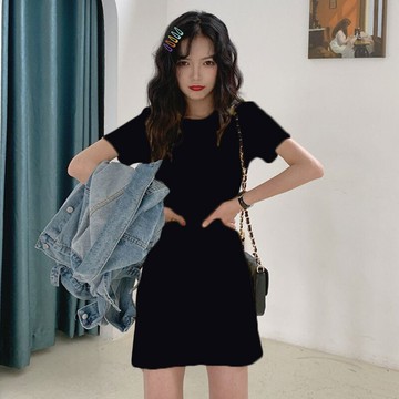 韓版小個子黑色連衣裙【T218】