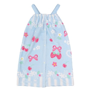 Mother garden 扣式浴巾套裝 淺藍色  草莓花束  1組