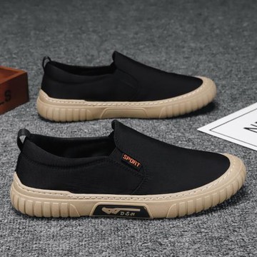 帆布男鞋秋季透氣薄款冰絲懶人一腳蹬板鞋老北京布鞋勞保春秋潮鞋