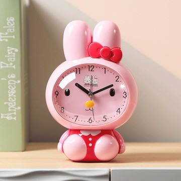 兒童小鬧鐘卡通會說話學生用可愛智慧懶蟲起床神器兔子女孩床頭鐘
