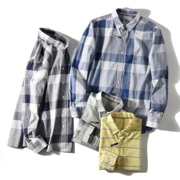 格子控！新疆長絨棉定織！外貿男裝春夏季時尚休閑長袖襯衣襯衫潮