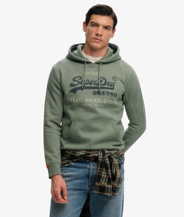 Superdry Men's Vintage Logo Heritage Relaxed Hoodie Green Size: M
